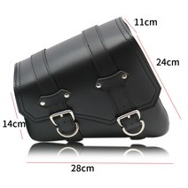 오토바이 사이드백 새들백 블랙 가방 가죽 바이크 범용 라이딩 가방 한쌍 탑박스, 빅트라이앵글백메탈버클왼쪽검은색
