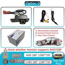 어라운드뷰 서라운드뷰 AHD 1080P 180 도 어안 렌즈 차량 후방 아우디 A3 S3, 4.AHD-720P