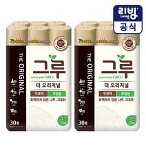 삼정펄프 그루 오리지널 무표백 화장지 30롤x2(총60롤), 2팩, 2팩