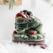 행운의 옥빛 삼족 두꺼비 장식 소품 2size 풍수 재물운 금전운 개업 집들이 선물