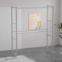 세탁소 행거랙 옷걸이 의상실 철제 의류창고 업소용, 화이트 그레이 200x60x200(2단)