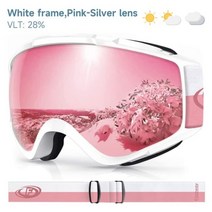 Findway-Aldult 스키 고글 안개 방지 UV 보호 스노우 OTG 디자인 오버 헬멧 청소년을 위한 호환 보드, CN, 02 White Frame Pink Len