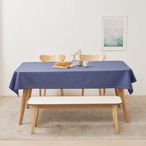 룰루홈 린넨 방수 코팅 식탁보 테이블보 5색 다양 사이즈, (130x240cm), 린넨 네이비(진청색)