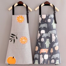 작업복 여름 코튼 캔버스 앞치마 홈 주방 요리 케이터링 카페 어린이집 유치원 보육교사, 6. 매달려 목 순면 캔버스 큰 노란색 + 소매