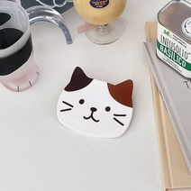 냥냥 고양이 코스터 실리콘 컵받침, 삼색냥