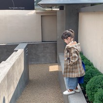 유블리 아동 후드 체크 캐주얼 떡볶이 캐주얼 코트 떡뽀끼