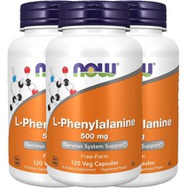 나우푸드 L-페닐알라닌 500mg 베지 캡슐, 120개입, 3개