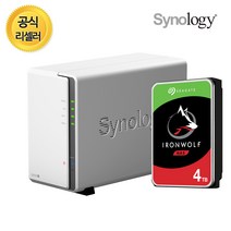 시놀로지 나스 정품 DS220j NAS 2베이 HDD 미포함, DS220j + 아이언울프 4TB