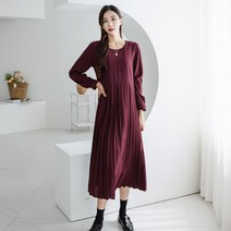 헤링본 여성 가을 롱원피스 블랙 긴팔 봄 겨울 플리츠 플레어 A라인 루즈핏 빅사이즈 데일리룩 HE088