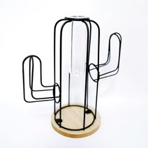 몰드몰 3D - 철제와이어 통통 선인장 유리관 용기 인테리어소품 화병