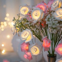 로맨틱 장미 꽃을 led 전광판을 배치 안에서 프러포즈 생일 문자열 인터넷 불 집 붉은 방 인테리어 데이 칠월 칠석 캠핑을 한다., 5 m 50 램프 플러그인, 화이트 파우더 로즈 컬러