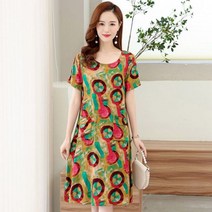 빈티지 드레스 여름 Sundress 포켓 2022 NEW 반팔 캐쥬얼 오버핏 여성