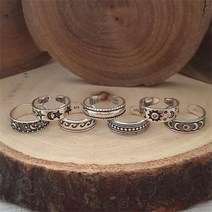 클로버 행운 반지 하트 링 7pcs 여름 해변 휴가 너클 발 여성을위한 오픈 발가락 세트 여자 조절 세트 schmuck 매칭 쥬얼리