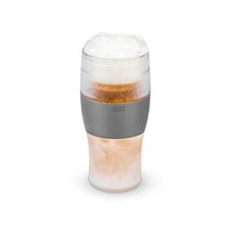 Host Freeze Beer Glasses 16 ounce Freezer Gel Chiller Double Wall Plastic Frozen Pint Glass Set of, 1 Count (Pack of 1)_Gray