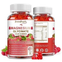 마그네슘 글리시네이트 젤리 400mg 무설탕 칼륨 보충제 비타민 D B6 CoQ10 함유 근육 라즈베리 120개, Raspberry, 60 Count (Pack of 1)