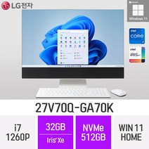 LG 일체형PC 27V70Q-GA70K 윈도우11 27인치 인텔 12세대 사무용 인강용 재택근무용 일체형PC, 512GB, 32GB, Win11 Home