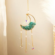 태양 포수 문 레인보우 크리스탈 스테인드 글라스 돌 Suncatcher 정원 장식 프리즘 Windchime 파티오