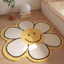 스마일 꽃 플라워 데이지 비정형 러그 매트