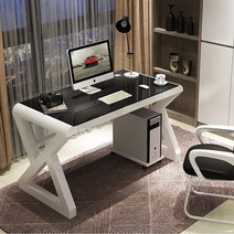 제일퍼니처 예쁜디자인 강화유리 책상 8종 컴퓨터책상 철제 사무실 PC 강화유리책상 게이밍책상 컴퓨터테이블 학생책상 서재책상 사무용책상 1인용 2인용, 선택02:Z블랙화이트(100x60x75)