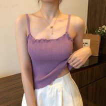 먼데이홀릭 6칼라 주름 골지 끈 나시티 민소매/나시
