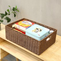 라탄 바구니 수납 덮개형 다이소 이케아 묵상자 요낙셀 선반밑바스켓 보관함 책상서랍 1 15, 베이지 큰-쓰리버튼-안감