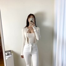 니트 골지 어깨 패드 나시 가디건 세트