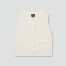 [JAJU/자주] 여 라운드넥 버튼 베스트_아이보리