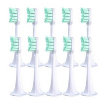 샤오미 미지아 전동 칫솔 헤드 T300/T500 용 10 개 세트 스마트 소프트 듀폰 클린 소닉 브러시, 10pcs Green