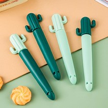 귀여운 캐릭터 밀봉 집게 과자 시리얼 비닐 봉지 밀폐 다용도 클립 4개세트, 연녹색집게+청녹색 선인장