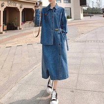 대박난박양 유니크 데님 코트 원피스