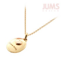 미아방지 여아 유아용 14k 골드 원형 하트 금 목걸이 무료 각인 서비스, 5푼 체인