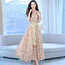 CherryBlossom 여성 여름 쉬폰 플라워 롱 원피스 여신 드레스 하객룩 피로연