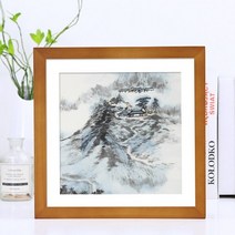 그림액자 정사각형 화선지 필법 동양화 원목 그림액사 외, C01-원목 색