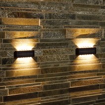 HK LED 태양열 12구 직사각 벽등 2개 1세트, 황색등