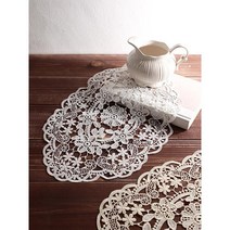 식탁 거실 소품받침 타원 자수 레이스 러그 소 협탁러그 미니러그