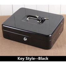 XL:30x24cm 금속 미니 금고 키 잠금 저장 돈 동전 출납원 2 단 접이식 암호 금전 등록기 보석 은행 카드 보관, 러시아|Key Black XL, Key Black XL