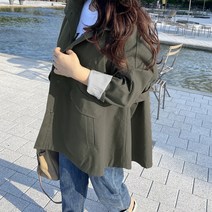 [비비애르]메종 비죠 뒷주름 투포켓 트렌치 야상 스트라이프 케이프 자켓 봄야상 여자아우터
