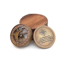 Roorkee Instruments 앤티크 해상 빈티지 방향 자석 해시계 포켓 나침반 인용문 각인 선물 가죽 케이스 포함 아들 사랑 헨리 데이비드 소로로 자신감 있게 길을 떠나