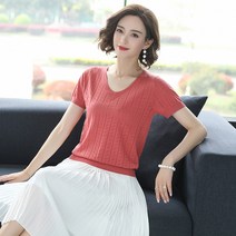 웨일테일 여자니트 여친룩 데일리 사선 펀칭 오피스룩 반팔티