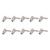10pcs 90 ° 직각 6.35 mm 모노 2 극 잭 플러그 6.35mm 기타 phono 팬케이크 1/4 인치 커넥터 실버, 하나, 보여진 바와 같이
