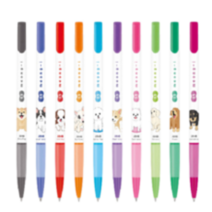 자바 0.5mm 멍이볼펜 저점도 블랙 오렌지 핑크 레드 버건디 바이올렛 블루 스카이블루 라임 문구 학용품 필기구 필통 펜 리필, 퍼플(웰시코기)