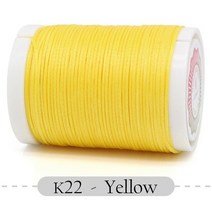 가죽공예실 레자실 가죽초실 Small Roll Flat Wax Thread Polyester Bracelet for Knitting Leather Craft, 01 0.8mm 150D 80M, 22 22 - Yellow