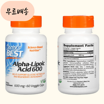 닥터스베스트 알파리포산 R리포산 600mg 정 60개입 해외직구, 1개, 60정