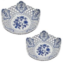 체코 쯔비벨무스터 오리지널 명품 도자기 투각볼 오각바스켓 접시, 1개