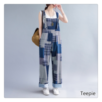 티피/Teepie 여름 와이드 멜빵바지 여성 면 마 점프슈트