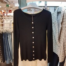 클리지 클리지 브이넥 골지 단추 쫄 니트가디건 쫄티셔츠CM2WKC02064FBK