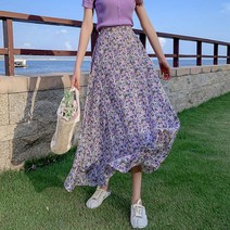 Z3JC 모던 플라워 소프트 퍼플 스커트