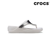 [크록스] 여성 몬터레이 메탈릭 웨지 플립 / 206303-0GO 실버 / Crocs Mo