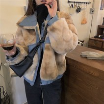 잇츠스타일 여성 캐쥬얼 두껍고 따뜻한 루즈핏 인조 모피 코트