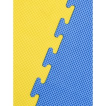 태권도매트 체육관 퍼즐 스포츠 충격흡수 놀이방 바닥 매트, 1m X 1m X 4cm 두께, 크로스 패턴[노랑 파랑]